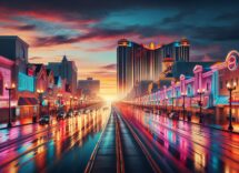 Scenic view of Atlantic City boardwalk and beach