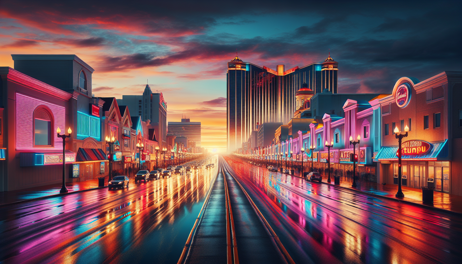 Scenic view of Atlantic City boardwalk and beach