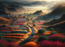 Family enjoying a road trip in Rajasthan's scenic landscape