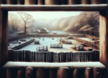 Zookeepers tending to animals during a winter storm